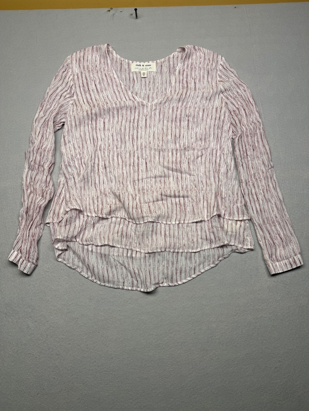 cloth & stone Rayon V-Neck Long Sleeve Blouse Medium Pink EU